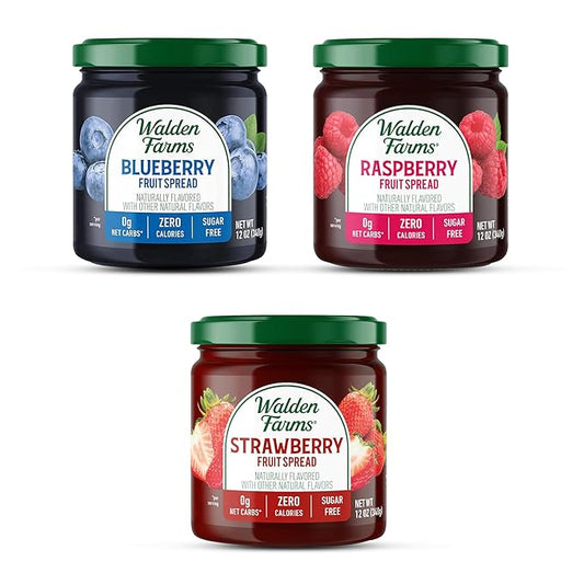Walden Farms Fruit Spread Variety Pack Blueberry, Raspberry & Strawberry Fruit Flavors – Zero