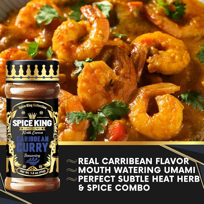Spice King Caribbean Curry Seasoning - 1.8 Oz Shaker Bottle - Authentic Jamaican Curry Powder for Cooking, Grilled Chicken, Seafood, and More ??Bold & Flavorful Caribbean Spice Blend