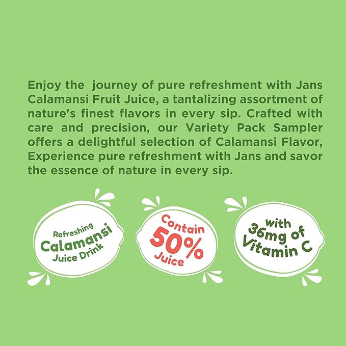 Jans Golden Lime Juice Calamansi Drink (16.9 oz Cans, 12-Pack) ??Philippine Kalamansi Citrus Beverage ??Natural Lemoncito Yuzu Style Lime Drink, Lemon, Orange, Tangerine, Citrus Substitute | From Pure Calamansi Extract