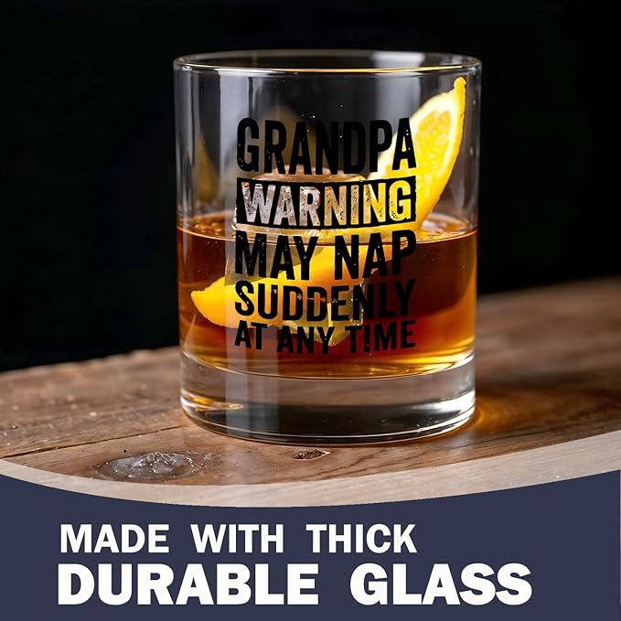 Grandpa Whiskey Glasses 10 oz, Grandpa Gifts for Birthday Christmas, Funny Grandfather Old Fashioned Rocks Glasses for Men Drinking Scotch Bourbon Cocktail Liquor Vodka