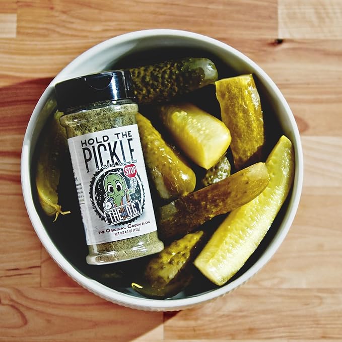 Hold The Pickle O.G. Dill Pickle Seasoning - Popcorn seasoning, Original Green Flavor Dill Pickles Seasoning for Cooking - Vegan, Non-GMO, Gluten Free, Kosher Certified, 4.7 Oz Shaker