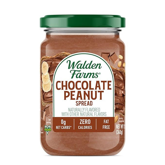 Walden Farms Chocolate Peanut Spread – Zero Calorie, Low Carb, Keto-Friendly, Vegan, Sugar-Free, Chocolate Peanut Flavor – 12 oz Bottle