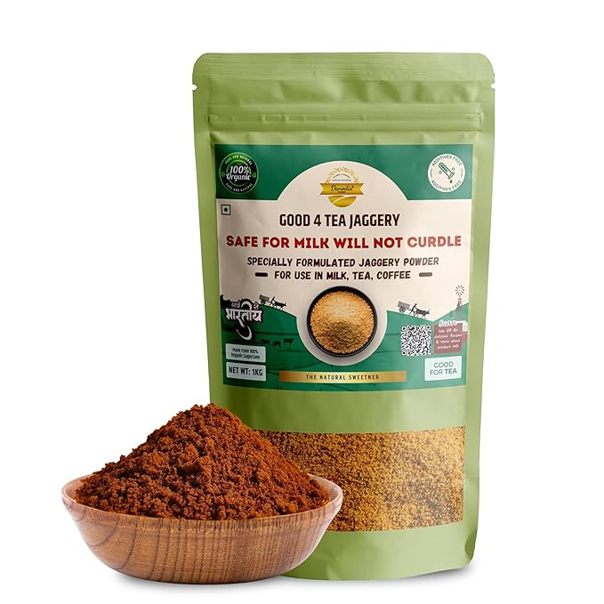 Danodia Foods Organic Jaggery Powder 2 lbs, Natural Sweetener for Tea & Coffee, Non-GMO & Vegan, Nutrient-Rich, Resealable Pouch, Indian Origin