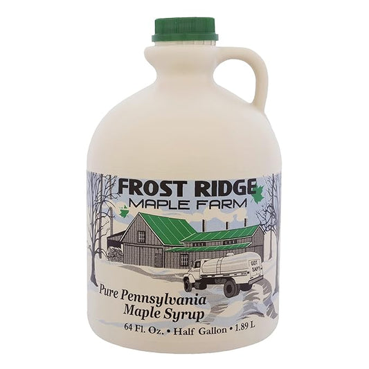 Frost Ridge Maple Farm, Organic Maple Syrup, Grade A, Half Gallon (64 FL Oz), Medium Amber Rich
