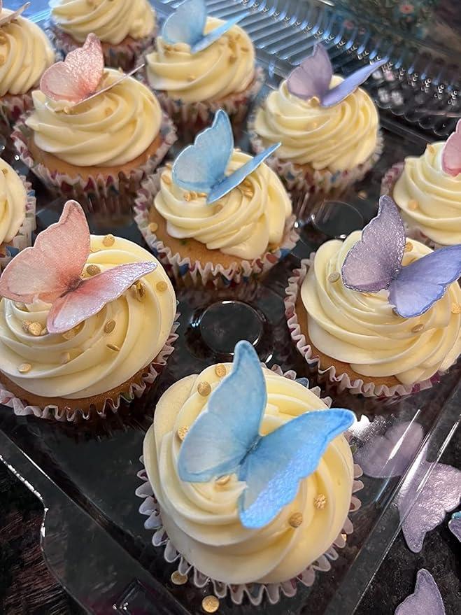 SS Cohen Edible Wafer Glutinous Paper Butterflies for Birthday Cake Decorating include 48 Pcs Colorful Small Pastel Cupcake Topper Decorations, Birthday Cake Topper (Mixed Colour)