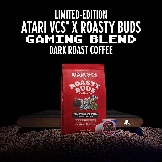 Atari VCS??Gaming Blend Dark Roast Whole Bean Coffee 12oz | Roasty Buds 100% Arabica Coffee From Colombia, Guatemala, Brazil | Gluten-Free, Non-GMO