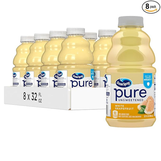 Ocean Spray® Pure Unsweetened White Grapefruit, 100% White Grapefruit Juice, 32 Fl Oz Bottle, (Pack