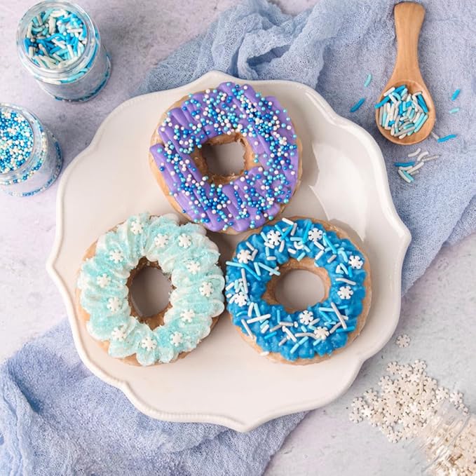 Sweets Indeed Christmas Sprinkles, 4 Pack, Snowflake Edible Sprinkle Mix, Perfect for Frozen Cake Decorations, Baking, Ice Cream, Cookies, Cupcake Topper (Winter)