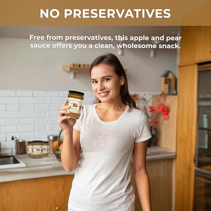 Natural Nectar Biodynamic & Organic Brittany Apple & Pear Sauce, Pack of 3 - Perfect for Breakfast, Snacks, or Desserts | USDA Organic Apple Sauce Certified, No Added Sugars ??22 oz Each