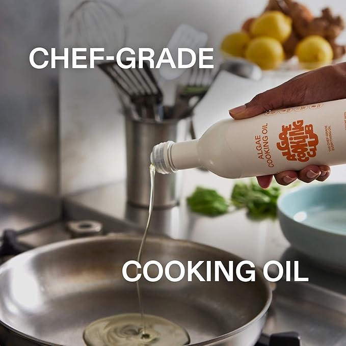 Algae Cooking Club Chef-Grade 100% Algae Cooking Oil - High Smoke Point 535째F - Rich in Omega-9, Neutral Buttery Flavor - Seed-Oil Free - Perfect for Searing, Baking, Frying & Dressings (2, 16 fl oz)