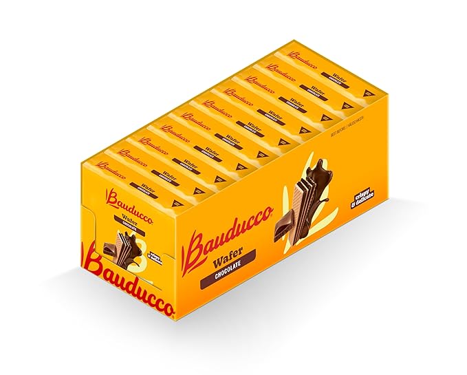 Bauducco Wafer Cookies, Chocolate, 28 oz (Pack of 10) - Crispy Layered Wafers with Rich Chocolate Cream Filling - Indulgent Sweet Snacks, Desserts & Treats - Individually Wrapped