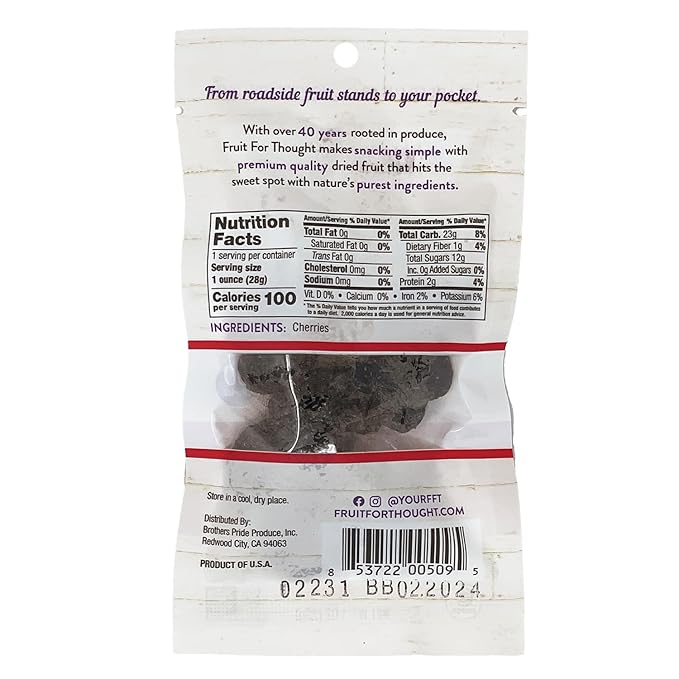 Fruit for Thought Dried Fruit (Dried Cherries, 1 Ounce (Pack of 48))