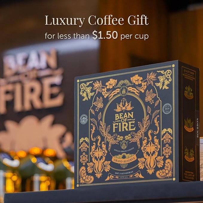 Bean of Fire Specialty Ground Coffee | Exotic Variety Box | 100% Made in El Salvador | Gourmet Quality | Medium Roast | 4 Premium Varieties | Luxury Coffee Gift | 48 oz