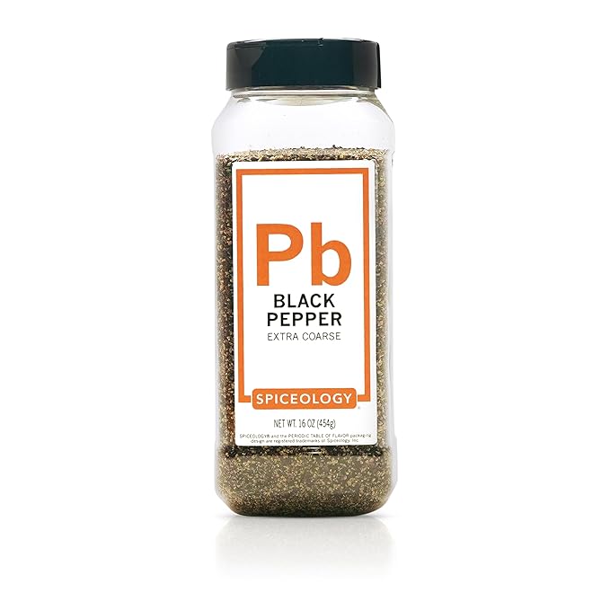 Spiceology - 18 Mesh Ground Black Pepper - Semi-Coarse - For Use On: Beef, Pork, Chicken, Fish, Game or Vegetables - Bulk Pepper Spices and Seasonings for Home Cooks, Chefs, and Professional Kitchens - 16 oz