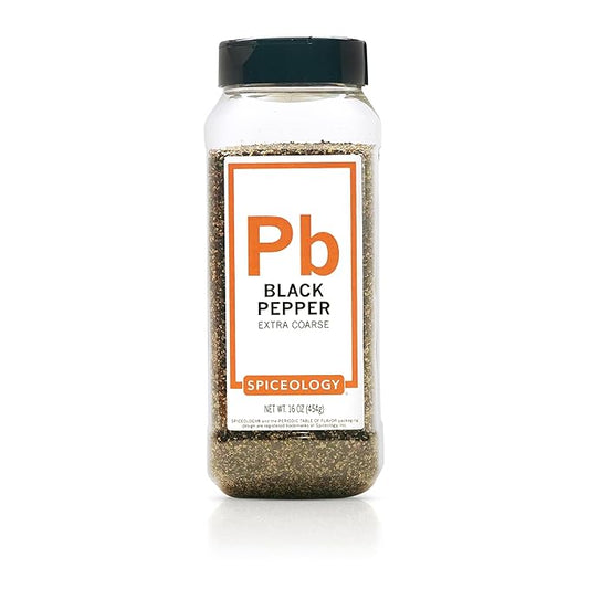 Spiceology - 18 Mesh Ground Black Pepper - Semi-Coarse - For Use On: Beef, Pork, Chicken, Fish, Game or Vegetables - Bulk Pepper Spices and Seasonings for Home Cooks, Chefs, and Professional Kitchens - 16 oz