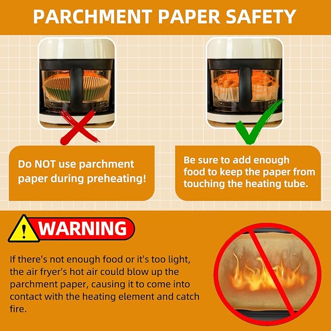 Air Fryer Paper Liners for 6-8 Qt Airfryer, 200pcs 7.9 x 7.9 inch XL Square Disposable Parchment Tray