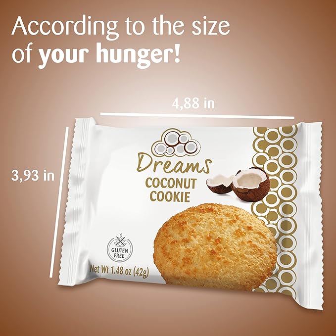 Coconut Cookie with Peanuts Cookie ??Macaroons, Healthy Snacks, Gluten-Free, Protein and Nutrient Packed ??DREAMS COCONUT ??Pack of 4 (x 1.48oz/42g), 5.92oz/ 168g