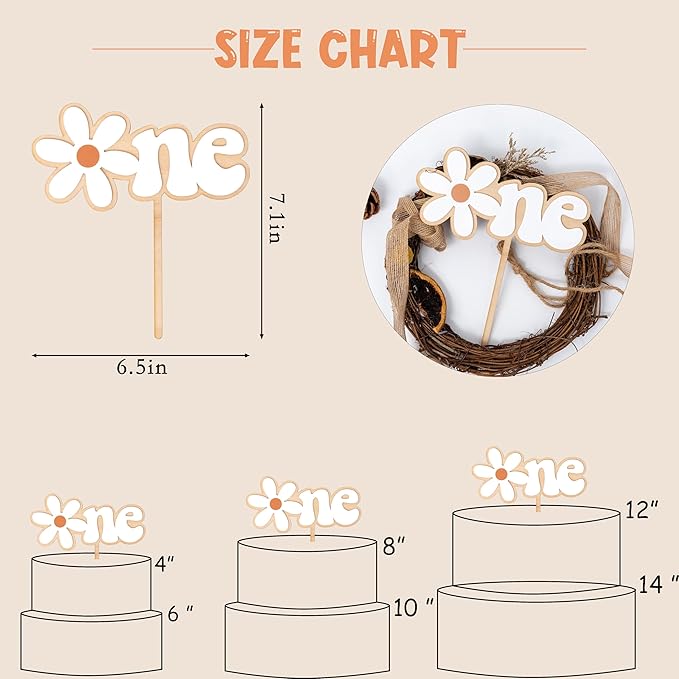 Wood White Daisy Cake Topper - Daisy First Birthday Decorations,One flower cake topper,Daisy 1st Cake Smash,Groovy One (DAISY WOODEN)