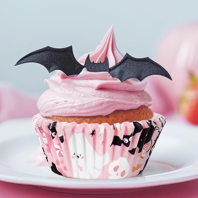 300Pcs Halloween Cupcake Liner Pink Boo Ghost Baking Cup Paper Muffin Cupcake Wrapper for Trick or Treat Party Supplies