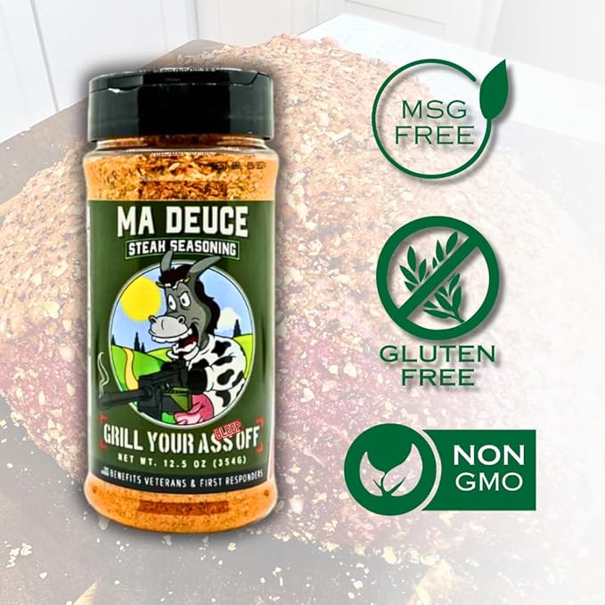 GYAO Ma Deuce Steak Seasoning – 12.5oz Large Granulated Steak Seasoning – MSG & Gluten Free – USA Made & Veteran Owned