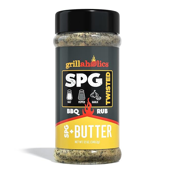 Grillaholics SPG + Butter Seasoning - Premium SPG (salt pepper garlic) BBQ Rub Blended with 100% Real Wisconsin Butter Buds - Perfect Buttery Beef Brisket, Burgers & Steak Seasoning - Made in the USA