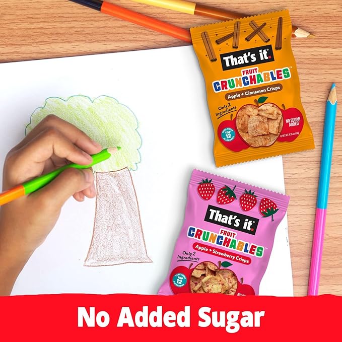 That?셲 it. Fruit Crunchables Apple + Cinnamon Crisps, 15-Pack ??100% Plant-Based Fruit Snacks for Kids, Non-GMO, Gluten-Free, No Added Sugar, Allergen-Free, Healthy Lunchbox Snack for Kids & Adults
