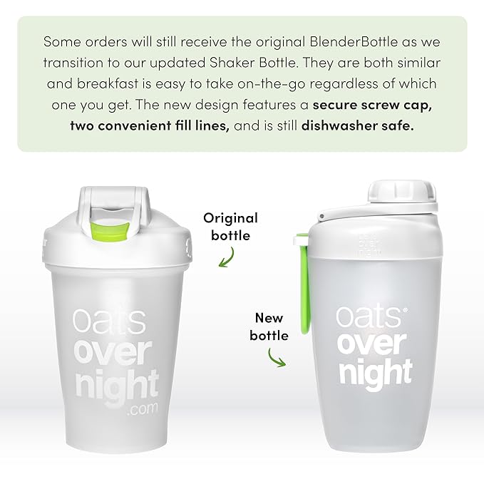 Oats Overnight - Chocolate Chip Cookie Dough - Vegan, 20g Protein, High Fiber Breakfast Shake - Gluten Free, Non GMO Oatmeal (2.6 oz per meal) (8 Pack + Shaker Bottle)