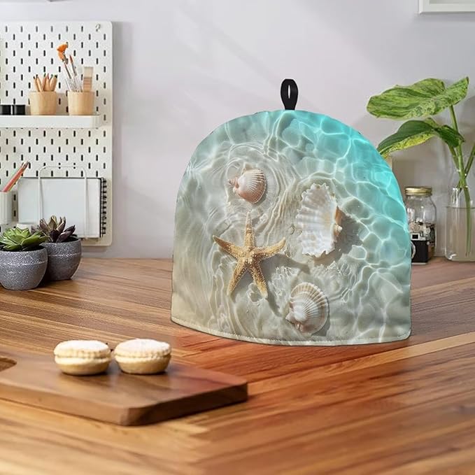 Tea Cosy Cover for Teapot, Durable Warm Keep Teapot Cover with Top Handy Loop Durable Tea Kettle Protector for Home Kitchen Tabletop Decor Beach Starfish