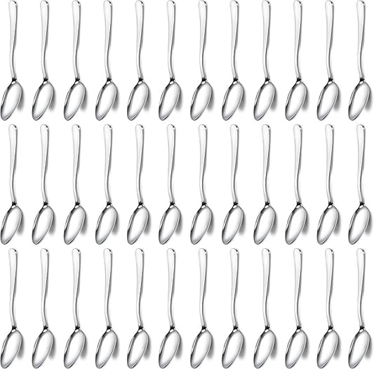 Pleafind 36Pcs Coffee Spoons, 4.7 Inch Spoons Silverware, Stainless Steel Tea Spoon, Mini Spoon, Mirror Polished Teaspoons for Home, Kitchen, Restaurant, Dishwasher Safe