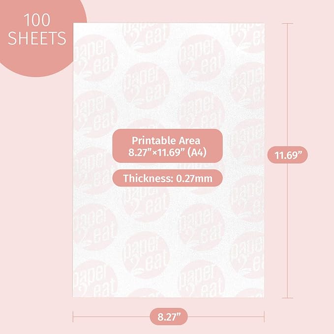 Printable Edible Wafer Paper Sheets from paper2eat (Standard (0.30 mm - 100 sheets))