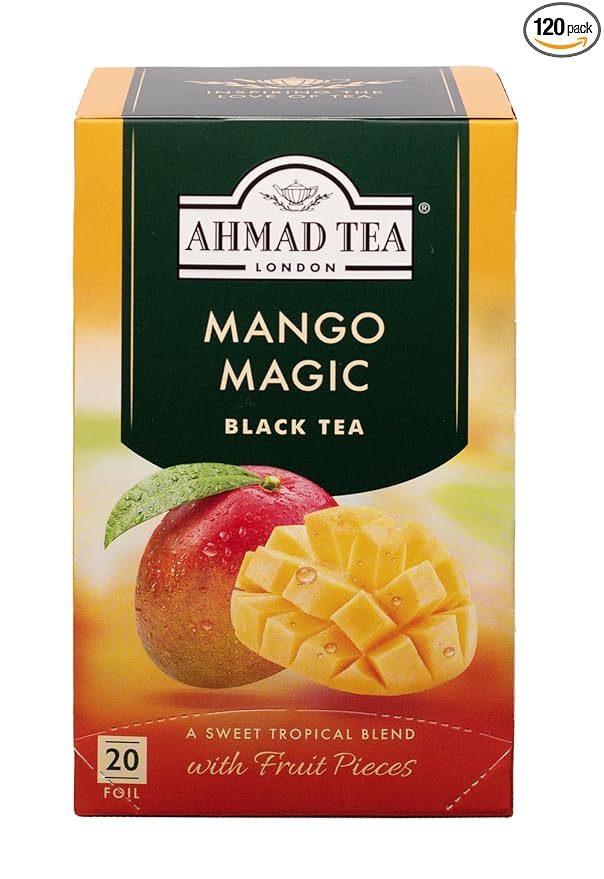 Ahmad Tea Mango Magic Black Tea, 20-Count Boxes (Pack of 6)