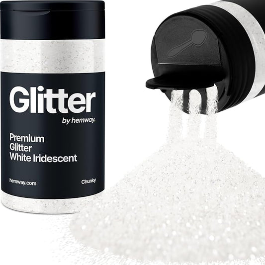 Hemway Premium Glitter Shaker - White Iridescent | 130g Chunky Metallic Flake Sequins for Resin & Epoxy Crafts | Craft Supplies for Tumblers, Festival, Art