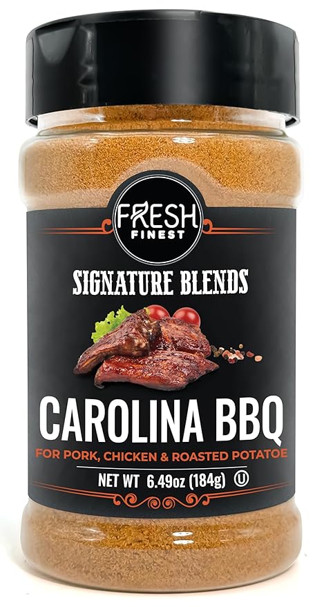 Fresh Finest Carolina BBQ Rub - 6.49oz (184g) - Tangy, Authentic, Kosher, All-Natural, Non-GMO, Gluten-Free