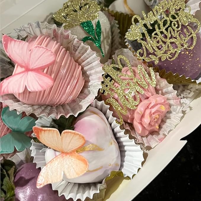 THJ 48Pcs 2" Edible Butterflies for Cake Decorations Wafer Paper Butterflies Cake Toppers for Birthday Party Wedding Anniversary Cupcake Decorating Supplies (Mix Color)