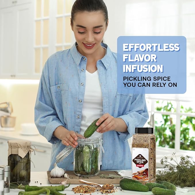 Dependable Foods Pickling Spice - 10 oz. Jar - Easy Dispensing Lid – Kosher, Non-GMO Pickling Spice Mix for Vegetables, Canning Pickles, & More