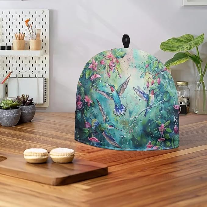 Hummingbird Tea Cozy for Teapot Insulated Floral Tea Pot Cover Kitchen Decoration Cattle Wildlife Thick Tea Pot Cozy for Keeping Warm