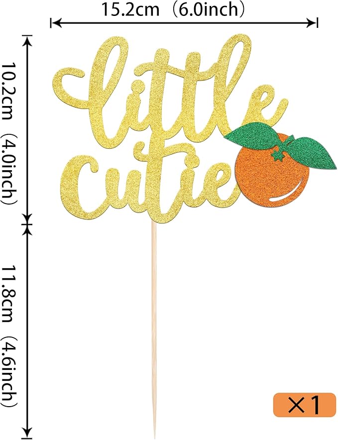 1 Pack Little Cutie Cake Topper Glitter Orange Cake Pick Citrus Theme Baby Shower Kids Birthday Party Tangerine Clementine Fruit Party Cupcake Decorations Supplies