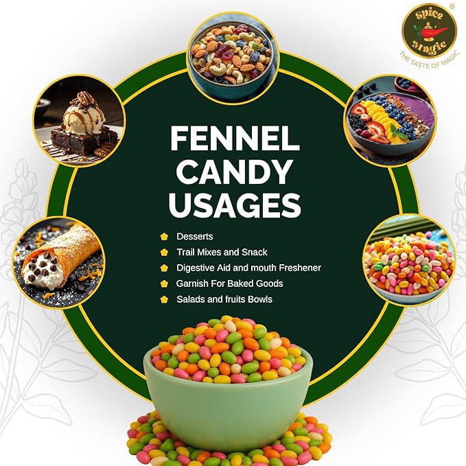 Spice Magic Fennel Candy ??7 oz (200g) | Sweet & Refreshing Mouth Freshener | Traditional Indian Saunf Mukhwas | Digestive Delight (7oz (200g), Fennel Candy)