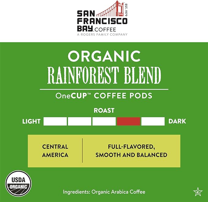 San Francisco Bay Compostable Coffee Pods - Organic Rainforest Blend (12 Ct) K Cup Compatible including Keurig 2.0, Medium Dark Roast