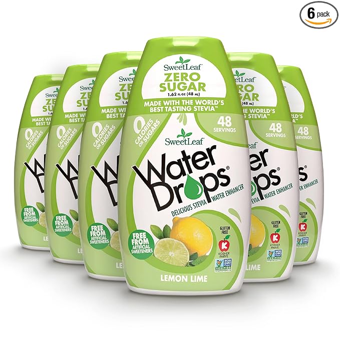 SweetLeaf Water Drops, Lemon Lime ??Water Enhancer, Sugar Free Stevia Water Flavoring Drops, 1.62 Oz Ea (Pack of 6)