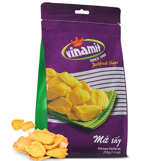 Vinamit Dried Jackfruit Chips | Vacuum Fried Dried Jackfruit | 7.4 oz Bag | Naturally Sweet & Crispy | Gluten-Free, Vegan, Non GMO | High Fiber Snack | Perfect for Gifting, Travel, Clean Eating