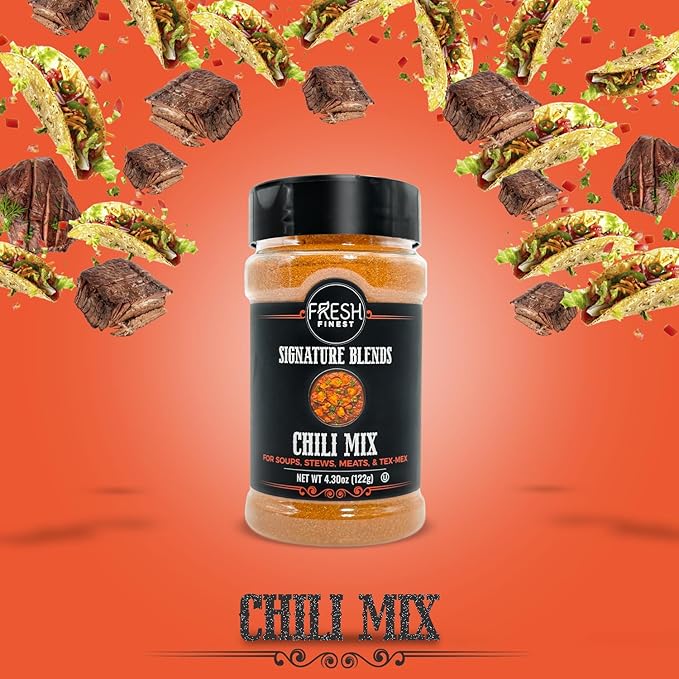Fresh Finest Chili Mix - 4.30oz (122g) - Fiery, Authentic, Kosher, All-Natural, Non-GMO, Gluten-Free