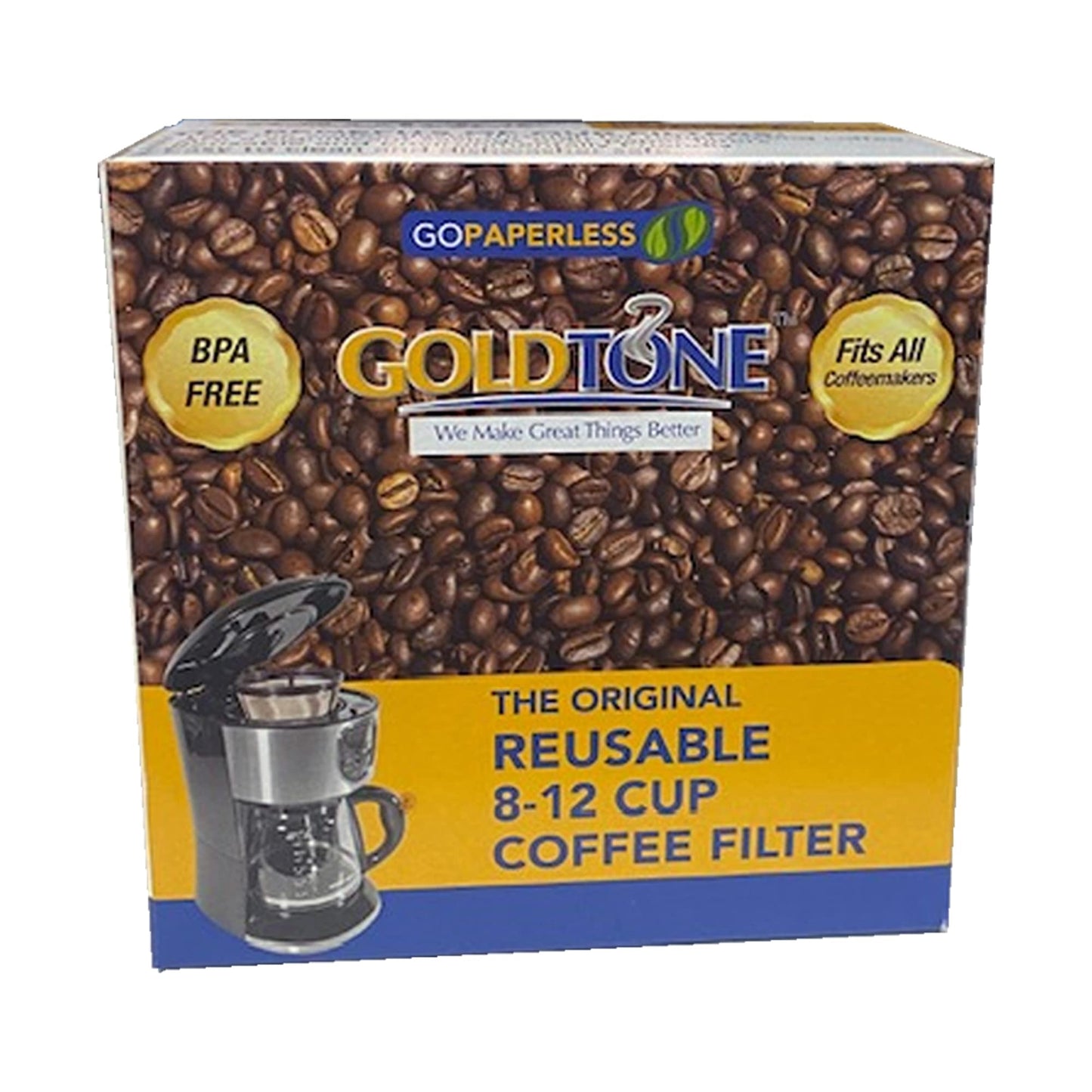 GOLDTONE Reusable 8-12 Cup Basket Coffee Filter fits Mr. Coffee Makers and Brewers, Replaces your