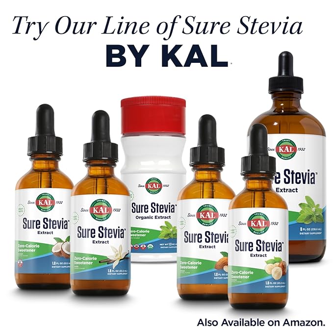 KAL Sure Stevia Extract, Organic Stevia Powder, Low Carb, Zero Calorie Sweetener, Keto Friendly