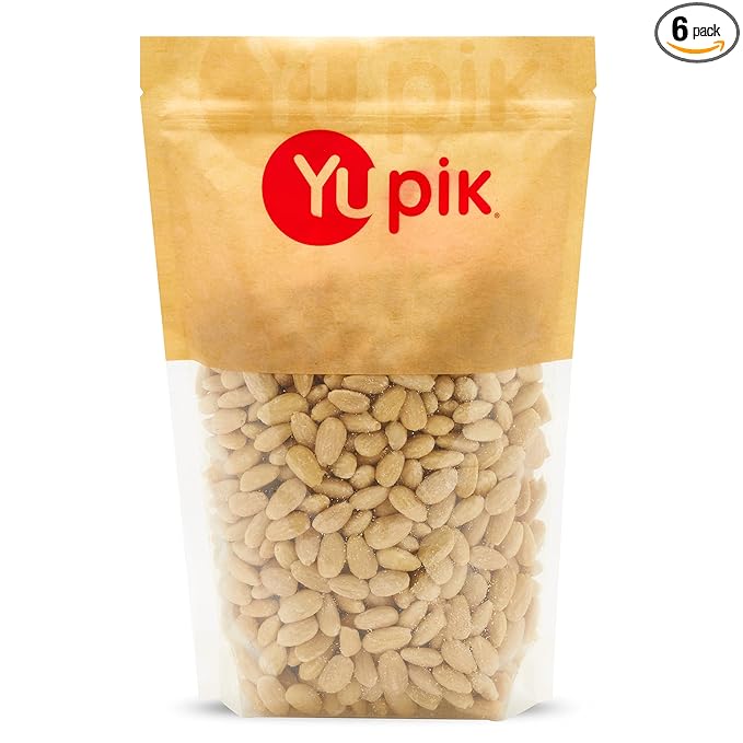 Yupik Whole Blanched California Almonds, 2.2 lb, Skinless, Unsalted, Gluten-Free, Kosher, Raw, Good Source Of Protein, Fiber, Iron & Calcium, Low In Carb, Pack of 6