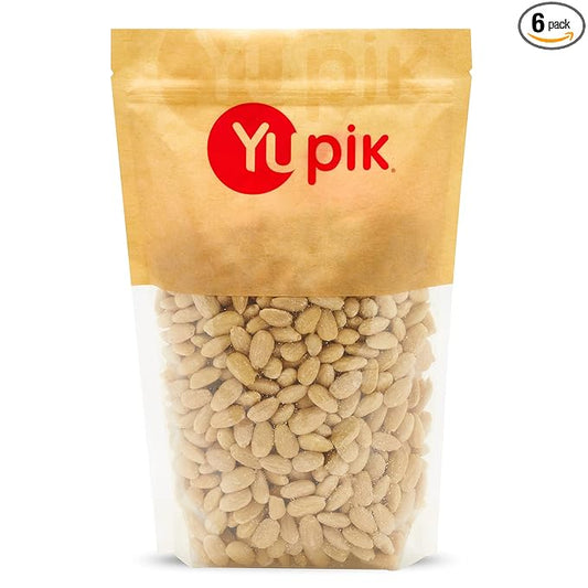 Yupik Whole Blanched California Almonds, 2.2 lb, Skinless, Unsalted, Gluten-Free, Kosher, Raw, Good Source Of Protein, Fiber, Iron & Calcium, Low In Carb, Pack of 6