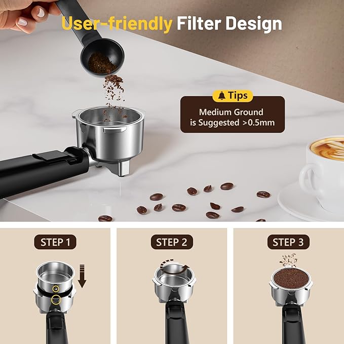 Espresso Coffee Machine with Milk Tank, 20Bar Hot & Iced Coffee Machine with Rapid Cold Brew, Touch Screen Espresso Maker with Steam Wand for Coffee Lover