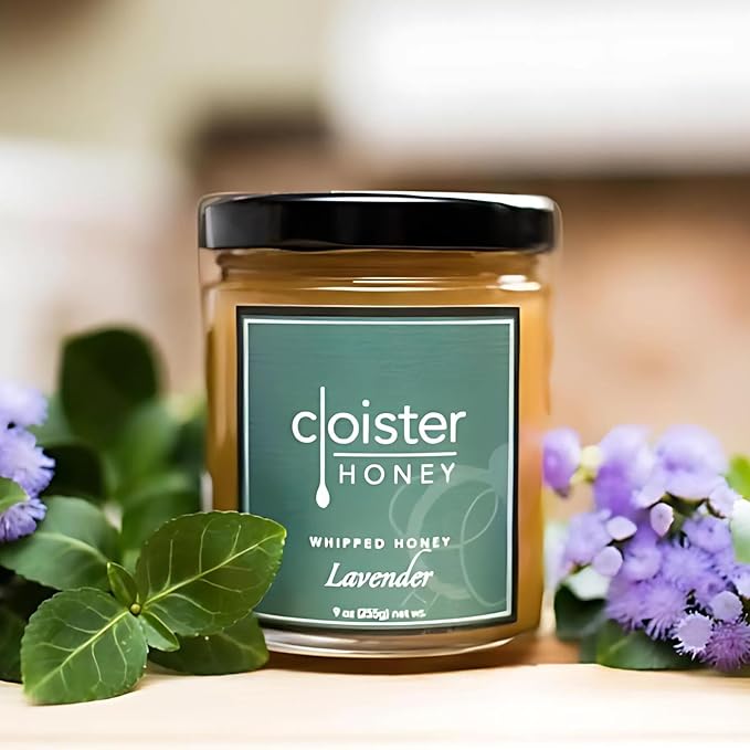 Cloister Honey Whipped Honey - Lavender (9 oz) | Hand Crafted | Raw Artisan Honey | 100% Pure, Raw & Unfiltered | All Natural | Made in USA |