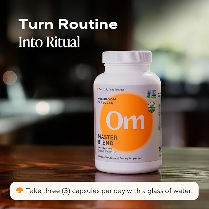 Om Master Blend Mushroom Capsules - Organic Mushroom Supplement with 10 Mushrooms and Ashwagandha ??Support Immunity, Gut Health & Stress Relief, 84 Count (28 Servings)