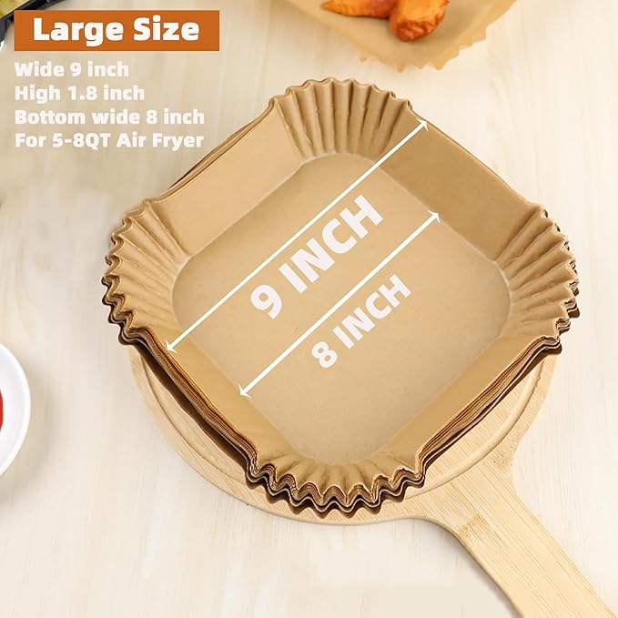 200PCS Air Fryer Liners Disposable,Victoyaw 9 Inch Square Air Fryer Parchment Paper Liners for 5-8QT Air fryer,Non-Stick Waterproof Airfryer Paper Liner